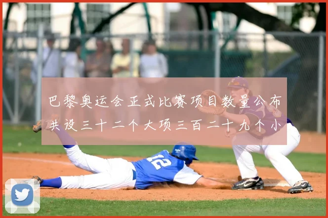 巴黎奥运会正式比赛项目数量公布共设三十二个大项三百二十九个小项